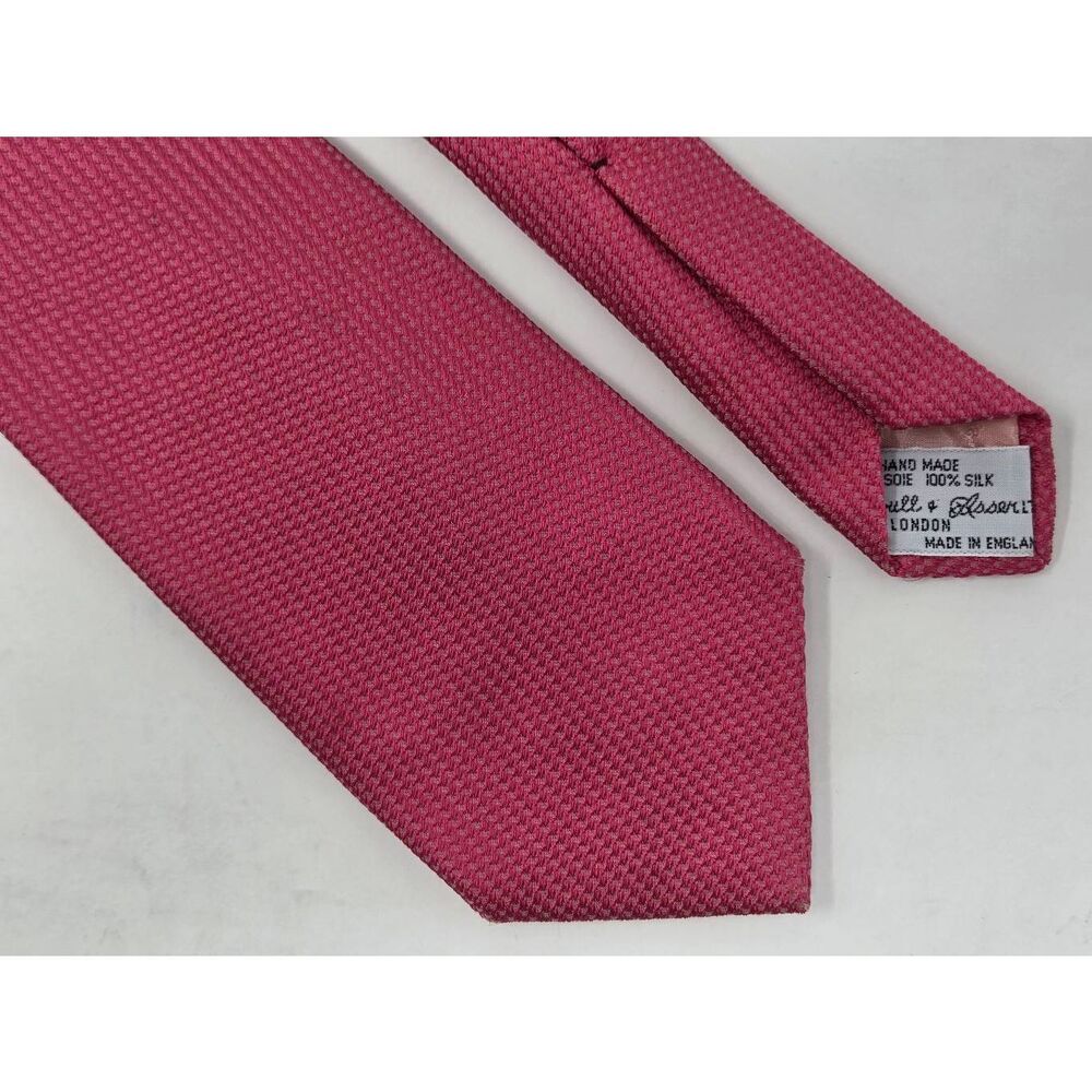TURNBULL & ASSER LONDON SILK TIE GRENADINE KNIT PINK SATIN LUXURY 3.5" X 56"